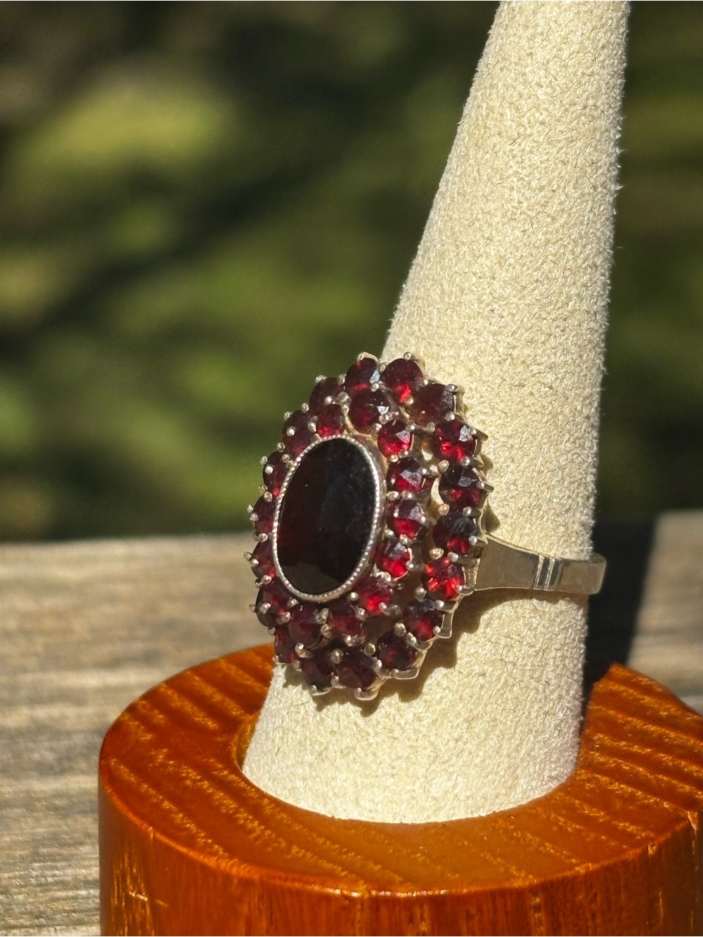 Vintage Birks Garnet Cluster Sterling Silver Ring